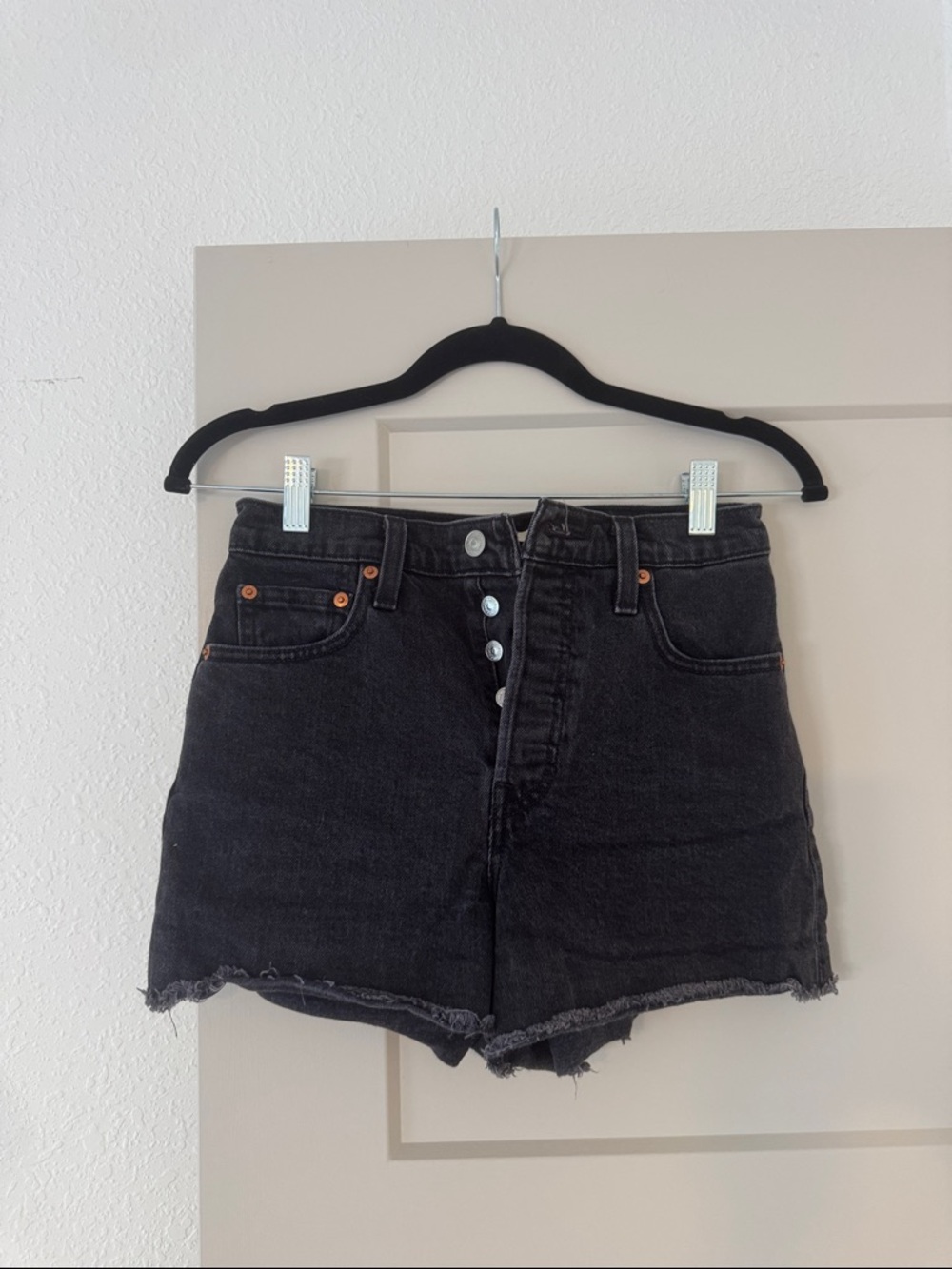 High-Waisted Black Denim Shorts SIZE 26